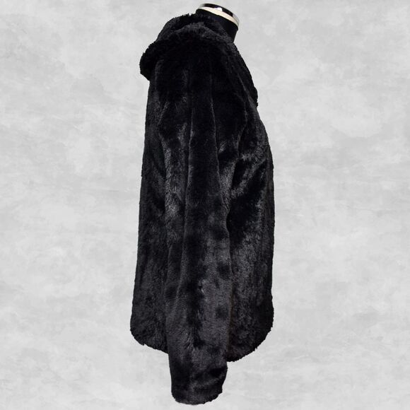Patagonia Girls Size XL /14 Black Fuzzy Faux Fur Fleece Shawl Collar Jacket - Picture 3 of 7